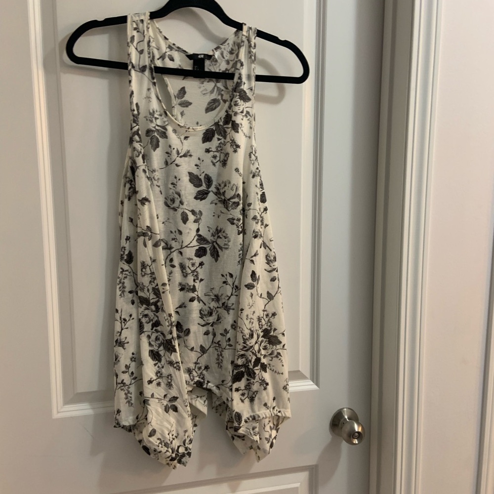 H&M Floral Tank Top - Black and White